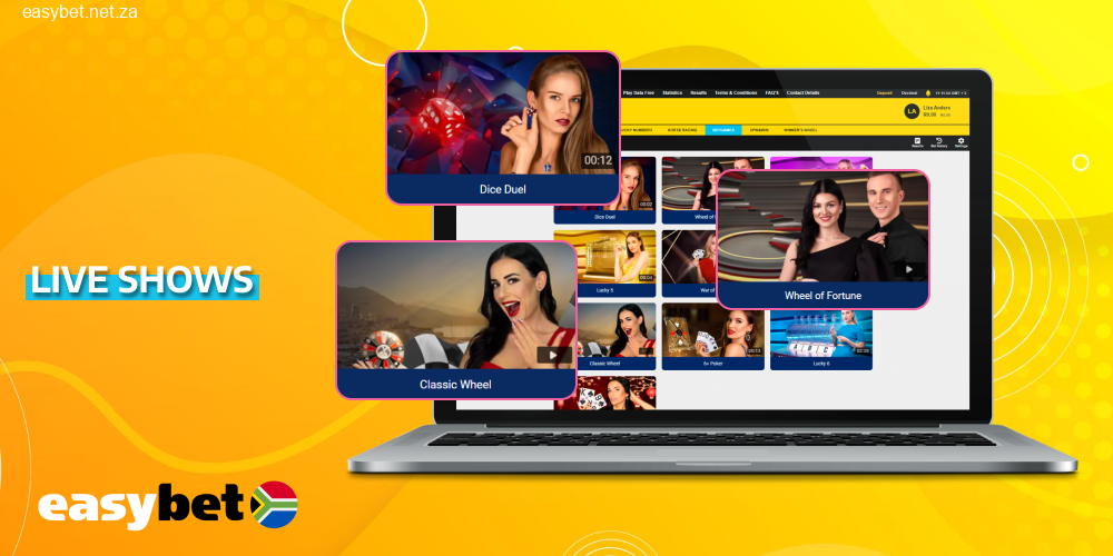 Available games in Easybet live shows category