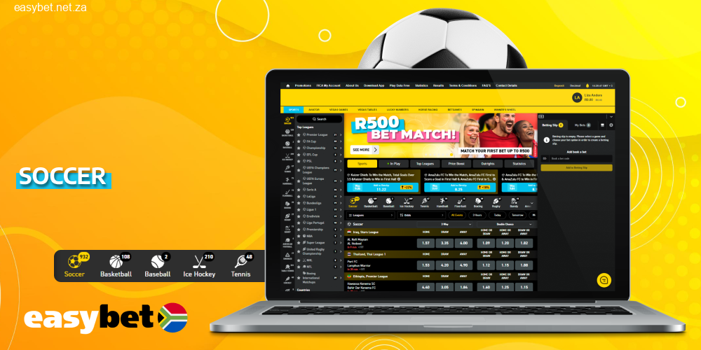 Soccer is a top bet at Easybet South Africa