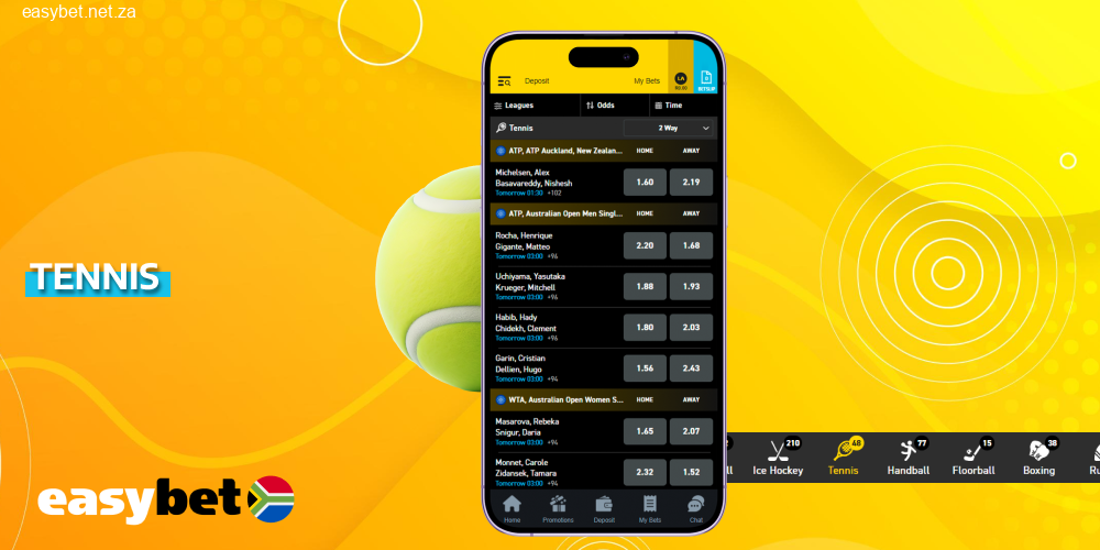 Tennis is featured in Easybet betting in South Africa