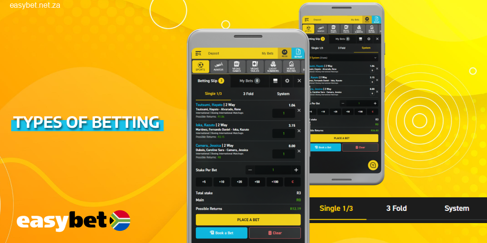 Easybet offers three main sports betting options