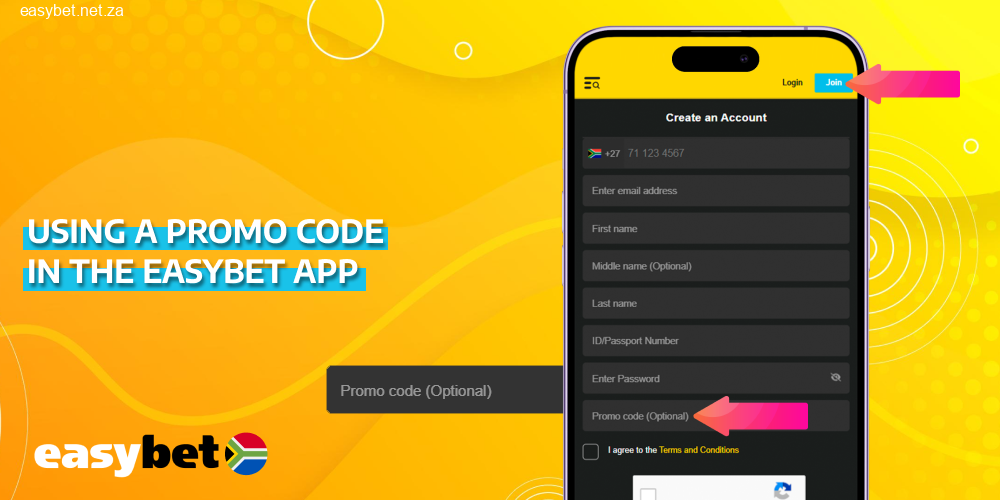 Easybet promo code in mobile application